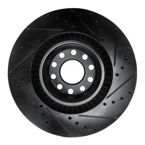 Audi S8 Brake Rotor (1) - Front Left - R1 Concepts - Drilled & Slotted - Black - `01-`03